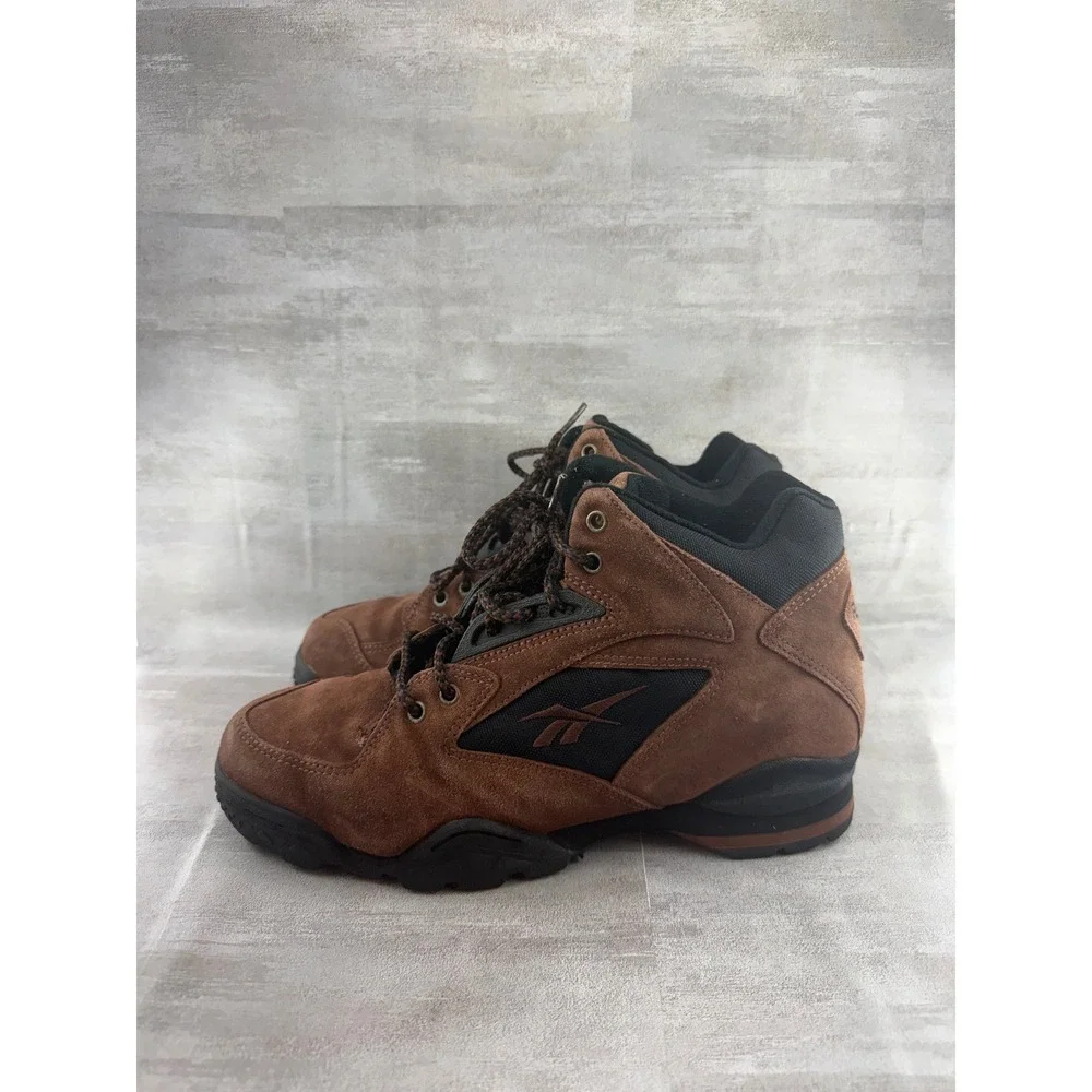 Reebok Men Brown Suede Mid Top Hiking Boots RA 411 KRI Steel Shank Size 8.5